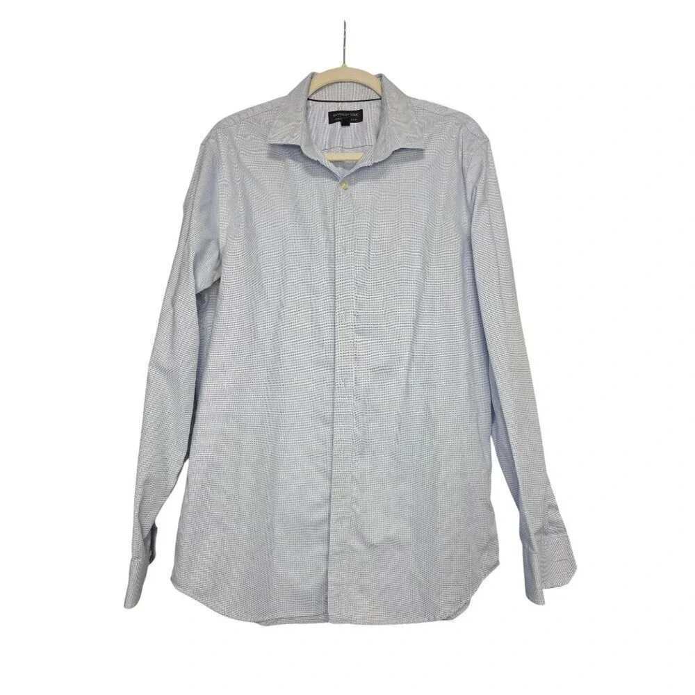 Banana Republic Shirt Mens‎ Large L Blue Plaid Button Down Long Sleeve Non Iron